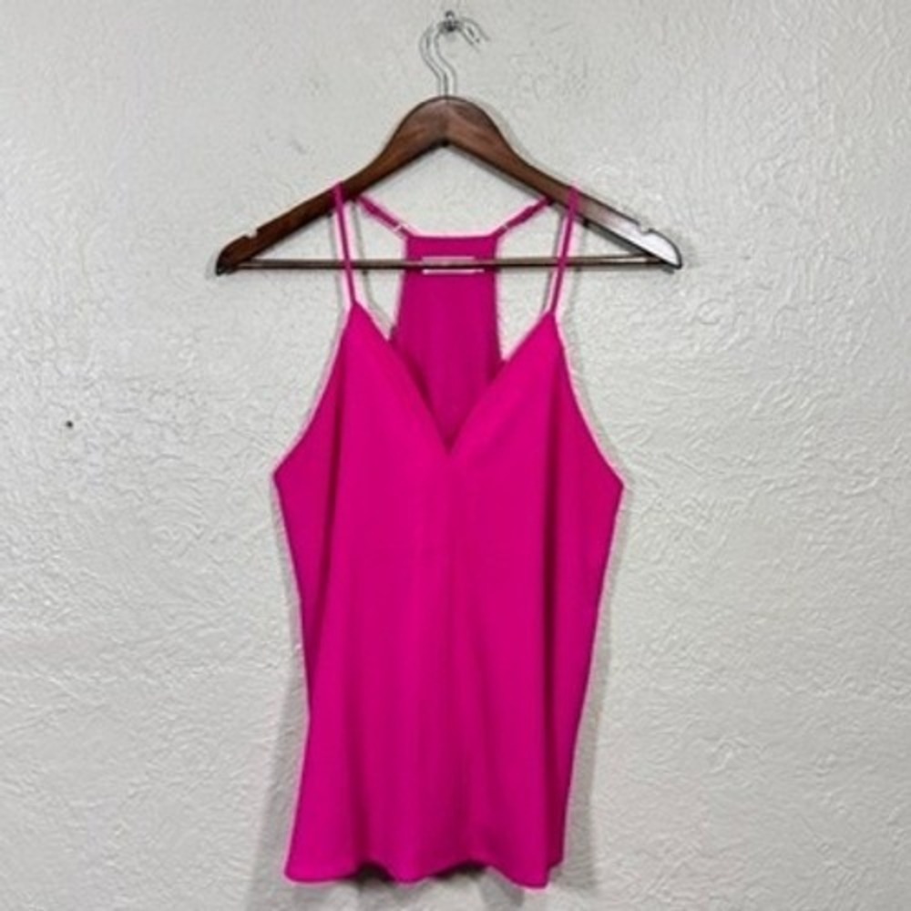 FOROLAV Cami Tank Top Small Hot Pink V-Neck Racerback Adjustable Straps Lined